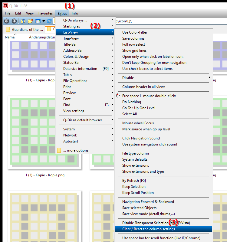 What happens when you reset column settings in File Explorer